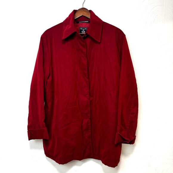 Faconnable Red Jacket Lightweight Outerwear Button Up Coat Nylon Blend Mens M - Picture 1 of 6